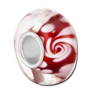  13mm Red Swirl Large Hole Beads Jewelry