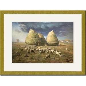  Gold Framed/Matted Print 17x23, Haystacks; Autumn 1874 