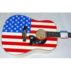 Kris Kristofferson Autographed Signed Flag Guitar & Proof PSA