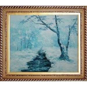  Ground Frozen with Snow Oil Painting, with Exquisite Dark 