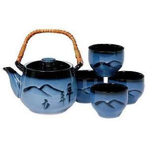  Japanese Blue Mountain Tea Set