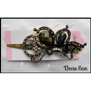  Bean Vintage Fashion Jeweled Charcoal Rhinestone Hair Clip***FREE 