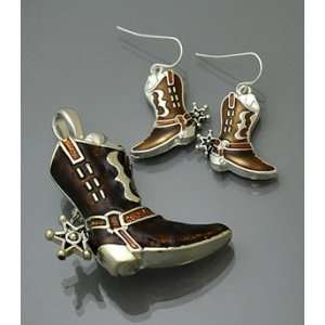  Fashion Cowboy Boots Pendant & Earring Set   GORGEOUS 