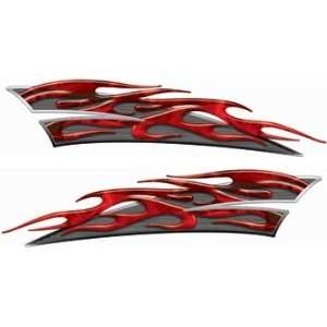    Reflective Inferno Red Motorcycle Gas Tank Flame Decals Automotive