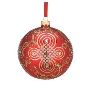  European Handmade Glass Blown Ornaments Jeweled Ball