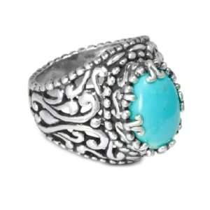   Silver Sleeping Beauty Turquoise Filigree Vintage Design Ring Jewelry