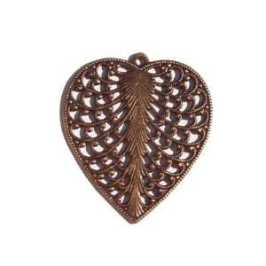  29mm Kabela Design Antique Brass Filigree Flat Heart 