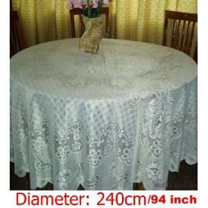   figure HEAVY LACE TABLE CLOTH 94/240cm ROUND circle shape Everything