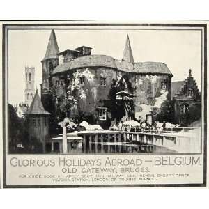  1928 Print Old City Gateway Bruges Belgium Leslie Carr 