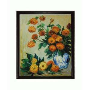  Oil Painting   Monet Paintings Dahlias with La Scala Frame   Black 