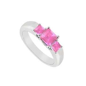  Three Stone Pink Sapphire Ring  14K White Gold   0.33 CT 