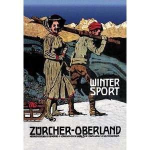  Vintage Art Winter Sport Cross Country Skiing   02636 7 