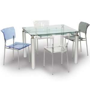 9067DT5PIECESETCLEAR 5 Piece Dining Room Set   Rectangle Glass Dining 