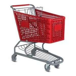  Red Plastic Shopping Cart 3.5 Cu. Foot Capacity 