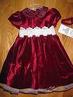 New Beautiful Toddler Girl Burgandy Red Velvet Dress Sz