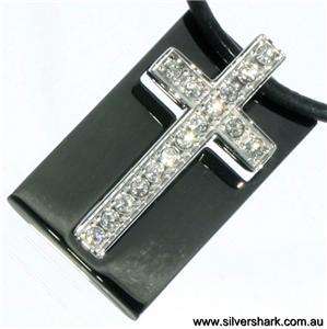 Stainless Steel Cross Necklace Pendant CZ N4  