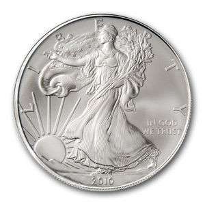 ONE 2010 American Silver Eagle 1 Oz. Dollar Fine BU  