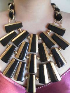 MUSEUM WORTHY RUNWAY PIECE MASSIVE BLACK AND GOLD LAYERED NECKLACE 