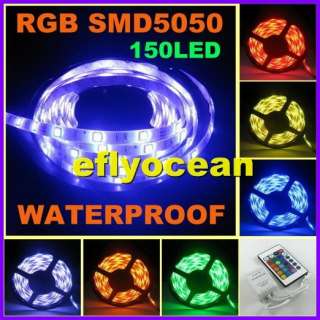   Waterproof 5M 5050 Strip light 150 LED +24 Key IR Remote Controller