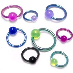 Colored Captive Bead Ring with Matching Acrylic Ball in Purple   16g 