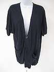 CREW Blue Over Sized One Button Two Pocket Short Sleeve Cardigan 