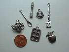 Food cook chef cooking charms set of 7 different made in USA lead free 