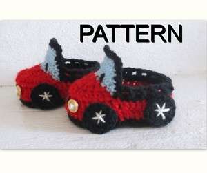   PATTERN Car Baby/Toddler Booties, 4 sizes 0 12 month/1 3 years  