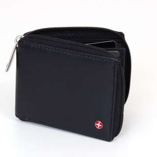 Mens Leather Bifold Wallet Zipper By Alpine Swiss Soft Lamb Skin Multi 