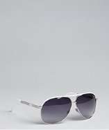 Gucci silver and white metal aviator sunglasses style# 319684301