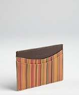 Paul Smith brown vintage stripe leather card case style# 319745401