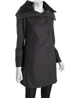 Cinzia Rocca charcoal wool cashmere rib knit snap front coat