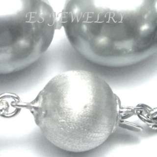 ES GORGEOUS 14K W GOLD RARE NATURAL SILVERY GRAY BAROQUE TAHITIAN 