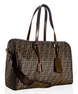 Fendi tobacco zucca spalmati leather detail travel bag   up to 