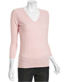 Magaschoni blush cashmere v neck 3/4 sleeve sweater   up to 70 