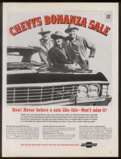 1967 Bonanza TV show cast photo Chevrolet car ad  