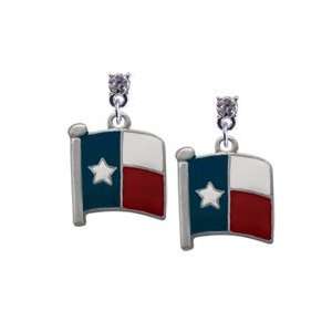  Texas Flag   Lone Star Clear Swarovski Post Charm Earrings 