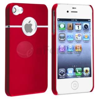 Red Rubber Hard Case Cover w/ Chrome Hole for Sprint Verizon AT&T 