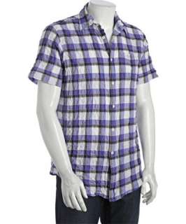 Shirt by Shirt purple plaid crinkled cotton button front shirt