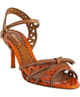Prada papaya zigzag leather ankle strap sandals