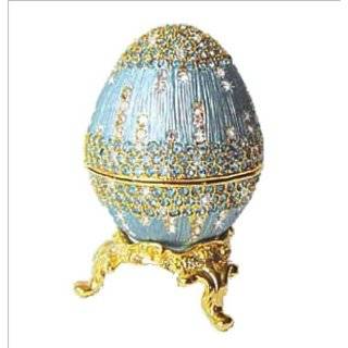 24k Gold Plated Blue / Lavender Enamel Swarovski Crystal Faberge Style 