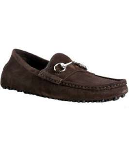Gucci brown suede horsebit driving moccasins  