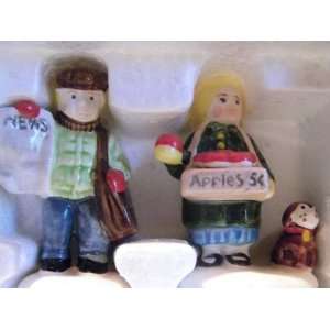  Dept 56 Snow Village Girl Selling Apples and News Boy 