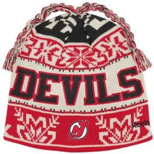  New Jersey Devils Game Day Cuffless Tassel Twice Knit Hat 