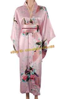 Japan Women Peacock Kimono Dress Robe Night Gown  