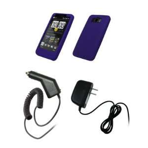 HTC HD2   Premium Purple Soft Silicone Gel Skin Cover Case + Rapid Car 