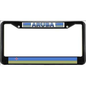  Aruba Aruban Flag Black License Plate Frame Metal Holder 