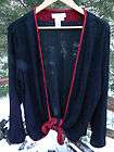   Creek women ladies Plus sz 1X black & Red Cardigan Wrap Tie Sweater