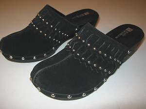 New Womens 7/8/9 White Mountain Guitar Clogs / Shoes, Black Suede w 