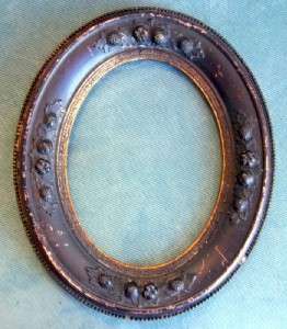   Gesso Oval Picture Frame Berries Nuts Beaded Design Victorian  