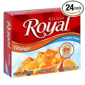 Royal Gelatin, Sugar Free Orange, 0.32 Ounce Boxes (Pack of 24 